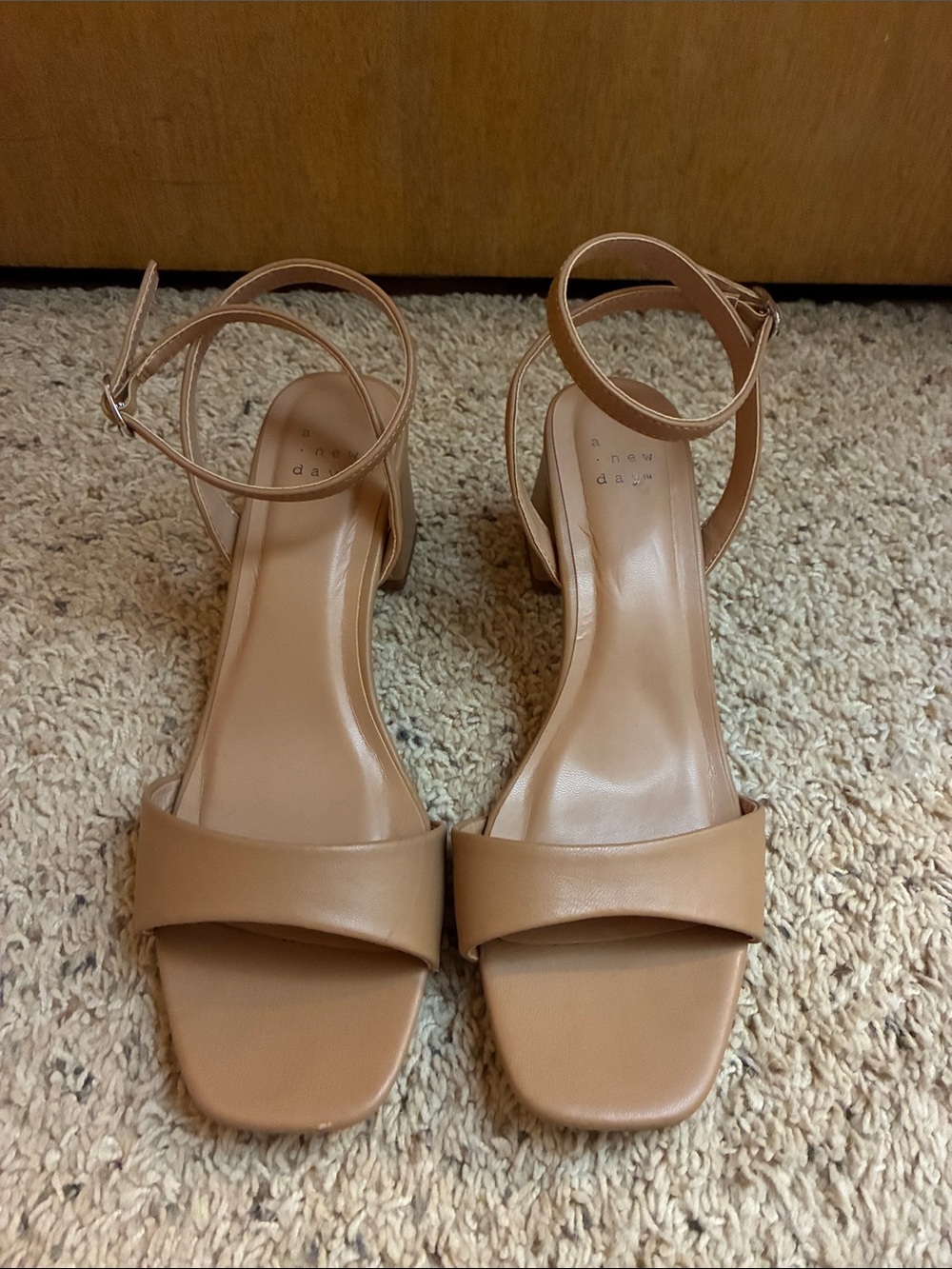 a new day Tan Ankle-Strap Block Heels